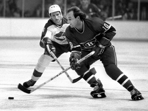 Canadiens legend Guy Lafleur in a game against the Winnipeg Jets. Lafleur was a heavy smoker, a habit he kept up throughout his NHL career. Sadly, he died earlier this year of lung cancer.