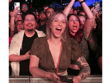 Fans show their delight at the Tash Sultana concert at the Montreal International Jazz Festival on Thursday June 30, 2022.
