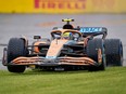 McLaren's Daniel Ricciardo misses a turn during the qualifying session for the Canadian Grand Prix at Circuit Gilles-Villeneuve in Montreal on June 18, 2022