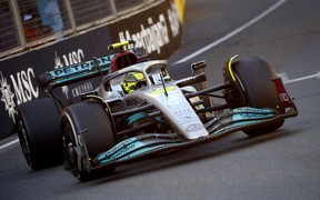 Mercedes' Lewis Hamilton in action at the Azerbaijan Grand Prix