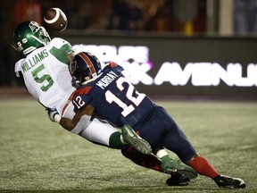 Despite frequently covering Duke Williams, who is —seven inches taller and 31 pounds heavier, ALouettes' Najee Murray had five tackles and knocked down two passes last week vs. Saskatchewan.