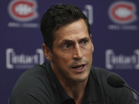 Vincent Lecavalier, Montreal Canadiens special adviser to hockey operations, speaks at a news conference ahead of Thursday's NHL Draft at the Bell Centre on July 4, 2022.