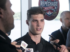 NHL Draft prospect Juraj Slafkovsky talks to the Montreal media on Wednesday July 6, 2022.