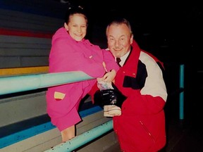 Coach Karel Vosátka with Marie Laurier, 1998 junior Canadian champion, when she was 8. “This man, this great man, is the one who helped me discover what became my passion, my life,” she posted to Facebook after learning of his death.  Photo courtesy Marie Laurier.