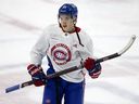 Lane Hutson attends the Montreal Canadiens training camp at the Bell Sports Complex in Brossard on Monday, July 11, 2022.