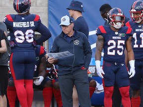 Montreal Alouettes head coach Danny Maciocia during first half CFL action in Montreal on Thursday July 14, 2022.