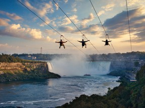 Do you feel brave?  This is the WildPlay zip line over the Niagara River, towards the falls.