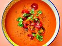 Spicy Gazpacho, from the Tomato Love cookbook by Joy Howard.