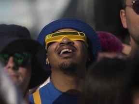 A man sees it like it is on Day 1 of the Osheaga music festival at Jean-Drapeau Park in Montreal, July 29, 2022.