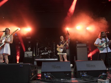 The band Wet Leg performs on the last day of the Osheaga festival at Jean-Drapeau Park in Montreal Sunday, July 30, 2022.