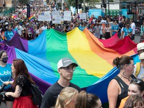 Thousands took part in the Montreal Pride parade on Sunday Aug. 15, 2021.