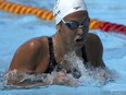 Canada's Mary-Sophie Harvey competes in the women's 400m individual medley during the 2018 Commonwealth Games at the Aquatic Centre on the Gold Coast, Thursday, April 5, 2018.&ampnbsp;Harvey says she was drugged on the final day of the world aquatics championships and suffered a rib sprain and a concussion.