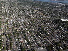 Sprawling suburban streets of Longueuil are  seen in an aerial view in Montreal on Thursday July 19, 2018.