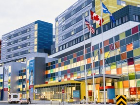 The entrance to the Montreal Children's Hospital at the MUHC Glen site.