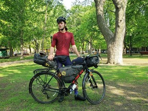 University student Hugo Lambert, seen in an undated handout photo in Montreal's Parc Laurier, will ride from Vancouver to Montreal to raise money and awareness for the Amyotrophic Lateral Sclerosis Society of Quebec.