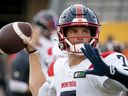Alouettes quarterback Trevor Harris completed 25 of 41 passes for 288 yards and one touchdown — a four-yard pass to Mayala — against the Tiger-Cats on Thursday. He was also sacked five times by Hamilton's swarming defensive line.