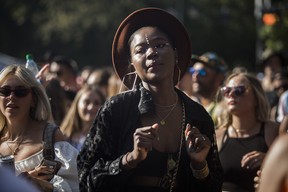 Nisrine Manage from Nigeria grooves to electronic music on Day 1 of the Osheaga festival at Parc Jean-Drapeau in Montreal Friday, July 29, 2022.