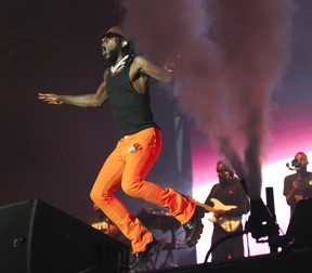 Artist Burna Boy performs on Day 2 of the Osheaga festival at Parc Jean-Drapeau in Montreal Saturday, July 30, 2022. (John Kenney / MONTREAL GAZETTE)