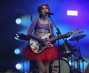 Quebec artist Sophia Bel performs on Day 2 of the Osheaga festival at Parc Jean-Drapeau on July 30, 2022.