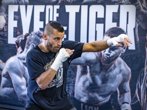 David Lemieux shadow boxes during training session at Ramsay Boxing Academy in Montreal Thursday May 12, 2022.