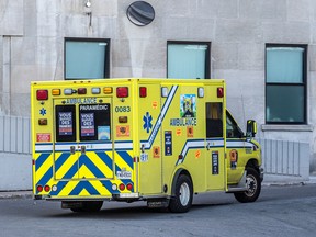 An ambulance arrives at the Montreal General Hospital on Thursday July 21, 2022.