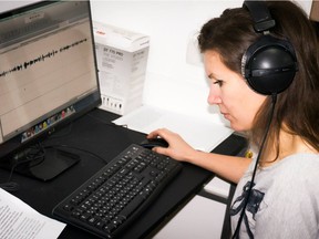 Mariia Savchuk at work as a journalist in Kyiv in 2015.