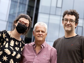 “When people think of Mutek, they think of electronic music, they think of DJs, but almost 100 percent of performances are live,” says Artistic and General Director Alain Mongeau, center, with fellow programmers Marie-Laure Saidani and Vincent Lemeux.