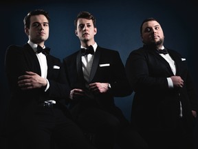 Montreal operatic pop trio Lyrico Ensemble, from left, Ian Sabourin, Sam Champagne and Marco Bocchicchio.