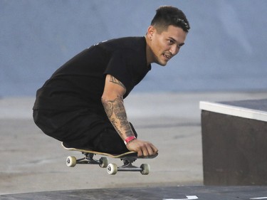 Felipe Nunes of Brazil takes part in the semi-final of the Street Skate competition at the Jackalope festival on Sunday. Felipe lost his legs when a train ran over them when he was six and he was given a skateboard for transport.