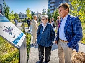 Stephen Bronfman and aunt Phyllis Lambert take a tour of Parc Saidye-Bronfman following its inauguration on Thursday August 25, 2022.