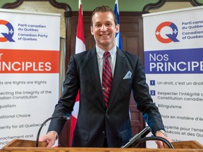 Canadian Party of Quebec leader Colin Standish officially launches his election campaign in Montreal on Tuesday August 30, 2022.