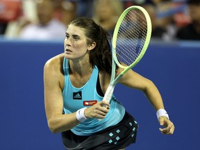 Rebecca Marino, seen here defeating Venus Williams in Washington on Monday, is entered into the National Bank Championships in Granby, but won't participate if she has to go through qualifying to get into the U.S. Open.