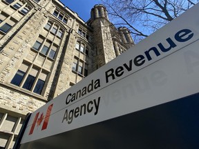 The Canada Revenue Agency building is seen in Ottawa on April 6, 2020.