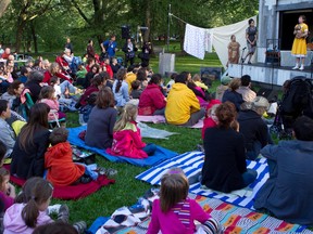 An audience watches a performance in Parc Lafontaine in June 2010. "As climate change's effects are increasingly being felt, artistic directors of outdoor theatre companies are already having conversations about whether outdoor theatre can survive," Sophie Dufresne writes.