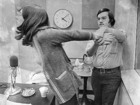 Serge Asselin, a former guard who worked in the solitary confinement section at Maison Notre Dame de Laval, demonstrates on reporter Gillian Cosgrove in 1975 how rough guards could be with the girls in the centre.