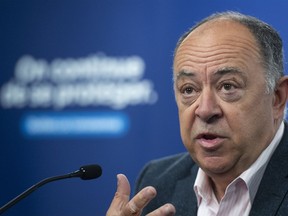 Quebec Health Minister Christian Dubé speaks during a COVID-19 news conference in Montreal on Thursday, July 7, 2022.