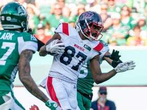 Through eight games, Alouettes receiver Eugene Lewis has caught 45 passes for 742 yards while scoring two touchdowns.