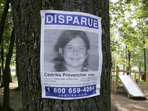 Trois-Rivieres' Chapais Park was empty the afternoon of Thursday Sept. 6, 2007, with posters about the recent disappearance of Cédrika Provencher on several trees. Her body was found in 2015 but the case was never solved.