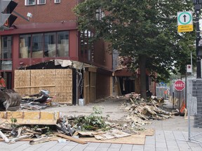 Debris after a fire at Theatre du Nouveau Monde in Montreal Aug. 18, 2022.