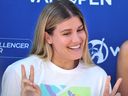 Eugenie Bouchard at a press conference in West Vancouver on August 15, 2022.
