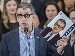 Quebec Conservative Party leader Eric Duhaime speaks during the unveiling of his election campaign platform in Drummondville, Que., Sunday, August 14, 2022.