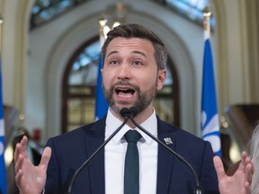 Québec solidaire co-spokesperson Gabriel Nadeau-Dubois speaks Friday, June 10, 2022 at the legislature in Quebec City.