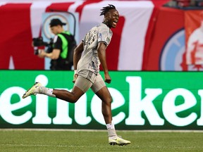 CF Montreal midfielder Ismael Koné (28) reacts after scoring a goal against the Chicago Fire during the first half at Soldier Field in Chicago on Saturday, Aug. 27, 2022.