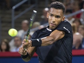 Montreal's Felix Auger-Aliassime dominated the second set against Japan's Yoshihito Nishioka en route to a 7-6 (6), 6-4 win Wednesday night at Montreal's IGA Stadium.