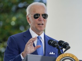 U.S. President Joe Biden speaks before signing two bills aimed at combating fraud in the COVID-19 small business relief programs Friday, Aug. 5, 2022 at the White House in Washington, D.C.
