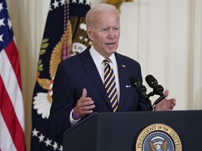 President Joe Biden in the East Room of the White House, Aug. 10, 2022, in Washington.
