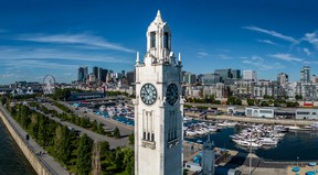 The clock tower in the Old Port, photographed in August 2022.