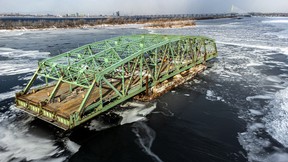 The centre span of the original Champlain Bridge, photographed in January 2022.