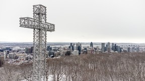 The cross atop Mount Royal, photographed in March 2022.