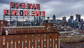 The Farine Five Roses sign, photographed in April 2022.